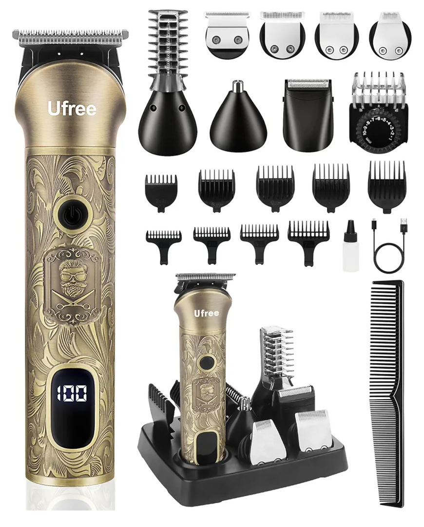 Ufree Beard Trimmer for Men, Electric Razor Shaver, Cordless Hair Clipper Shaving Kit for Mustache Body Nose Ear Hair Facial, Adjustable Beard Grooming Kit Birthday Gifts for Men