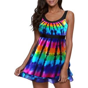 ReachMe Womens Plus Size Swimsuit Two Piece Tankini Bathing Suits with Boy Shorts Tummy Control Modest Swim Dresses (XX-Large, 05 Tie Dye) ReachMe Womens Plus Size Swimsuit Two Piece Tankini Bathing Suits with Boy Shorts Tummy Control Modest Swim Dresses (XX-Large, 05 Tie Dye)
