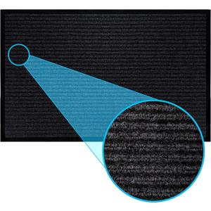 LuxUrux Striped Black Door Mat - Heavy Duty, Indoor/Outdoor, Easy Clean, Waterproof, Low-Profile (24'' x 16'') - Ideal for Entry, Patio, Garage - Durable Solution for High Traffic Entrance Ways