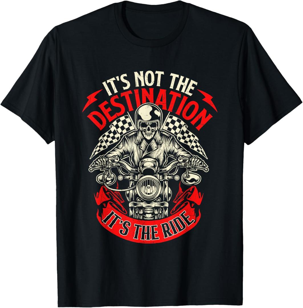 It's Not The Destination It's The Ride - Skull Bike Rider T-Shirt  M It's Not The Destination It's The Ride - Skull Bike Rider T-Shirt  M