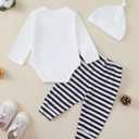 Baby Boy Clothes Infant Newborn Outfits Long Sleeve Letter Print Romper + Hat + Pants Set (0-3 Months)