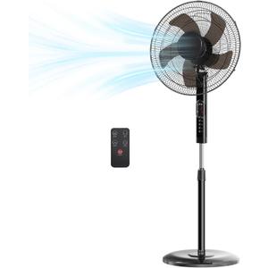 NEWBULIG 17" Pedestal Fans with Remote, Oscillating Standing Fan with 3 Speed & 3 Model, Quiet Timer Stand Up Fan for Indoor, Bedroom, Living Room, Adjustable Height & Tilt Head, Easy Assembly