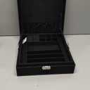 Juvale Jewelry Box for Men - 10.5 x 10.5 x 3.5 in, Black Velvet - Locking 2-Layer Travel Jewelry Organizer & Earring Holder, Necklace Organizer & Decorative Tray