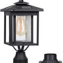 Godawn Outdoor Solar Lamp Post Light, Dusk to Dawn Waterproof Aluminum Post Lamp with Pier Mount Base for Pole Deck Yard Garden Gates Patio Walkway