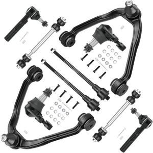 Front Upper Control Arm with Ball Joints Suspension Kit Fit for 1999-2006 Chevrolet Silverado GMC Sierra 1500 RWD Tie Rod Ends Sway Bar Stabilizer Links K80942-10pcs