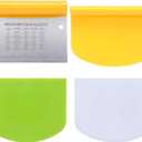Suanyok Bench Scraper-Stainless Steel Dough Scraper and Flexible Plastic Bowl Scraper 4-Piece Set-Bread/Pastry/Pizza Cutter, Multifunctional 2-in-1 Baking Tools With Measurement Marks