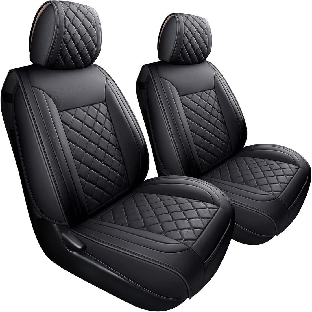 Tomatoman Tacoma Seat Covers Customized for 2005-2025 2026 Truck Sport Gen SR Extended Pro Off-Road Pickup V6, Waterproof Faux Leather Car Cushions(2 PCS Front, Black)