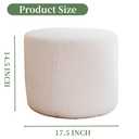 ChilternCasa Round Ottoman Foot Stool,Boucle Small Pouf for Couch,Foam Filled Modern Foot Rest with Lightweight - Applicable to Living Room & Dorm & Outdoor,White