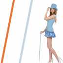 CroBlissful 2 Pcs Blue and Orange Wooden Cane 90s Movie Character Theatrical Costume Accessory for Adults Halloween Walking Cane with Rubber Tips for Cosplay Party Supplies, 37 Inch