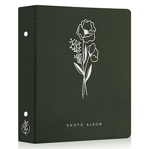 Lanpn Photo Album 4x6 400 Pockets, Linen Photo Albums Holds 400 Vertical Pictures Only Green