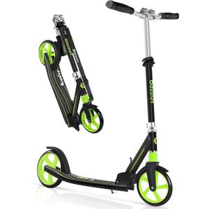 BELEEV V5 Scooters for Kids 6 Years and up, Folding Kick Scooter 2 Wheel for Adults Teens, 4 Adjustable Handlebar, 200mm Big Wheels, Lightweight Sports Commuter Scooter, Sturdy Frame, up to 220lbs (Green)