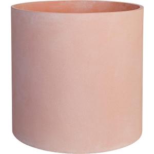 14 Inch Fiberstone Planter - Lightweight Modern Cylinder Plant Pot with Drainage Hole & Plug, Indoor Outdoor Use, Terracotta Color