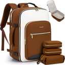 LOVEVOOK Travel Backpack for Women Men as Personal Item Flight Approved, 40L Luggage Carry On Backpack,17.3inch Large Daypack Laptop Backpack Waterproof Outdoor Sports with 3 Packing Cubes,Beige-Brown