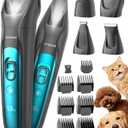 oneisall Professional Dog Grooming Kit at Home: All-in-One Quiet Clippers & Nail Grinder with LED Light, 2000mAh Cordless Dog Shaver, Safe Poodle Grooming Kit for Paws, Face, Ears & Body (Blue)