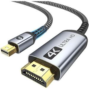 Warrky 4K Mini DisplayPort to HDMI Cable [Aluminum Shell, Nylon Braided] UHD Thunderbolt to HDMI Cord, Mini DP to HDMI 3.3ft, Compatible for MacBook Air/Pro, Surface Pro/Monitor/TV/Projector More