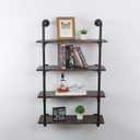 MBQQ Industrial Retro Pipe Shelf 30in 4 Tier Wall Mounted,Rustic Floating Shelves,Farmhouse Kitchen Bar Shelving,Home Decor Book Shelves,DIY Bookshelf Hanging Wall Shelves,Black