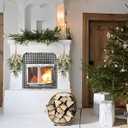 SY Super Bang 2PCS Christmas Decorations, 19Inch Artificial White Berry Front Door/Fireplace Hanging Decorations Include Linen Bow Green Plant, for Home Holiday Wall Party Xmas Decor.