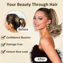 Ponytail Extension, 12 Inch Pony Tails Hair Extensions, Hold Securely, Tangle-Free,Curly Wavy Natural Looking Synthetic Claw Clip Ponytail Extension for Daily Use