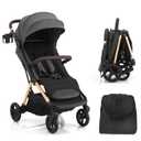Gromast 2 in 1 Baby Stroller, Portable Travel Newborn Toddler Stroller with Cup Holder & UPF 50+ Canopy, One-Hand Automatic Folding - Gray
