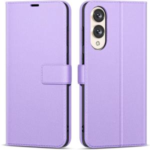 oakxco for Samsung Galaxy S25 Edge Wallet Case with Credit Card Holder, Magnetic RFID Slim Folio Book Flip Leather Phone Case for Women Men Girl, Cute Soft Silicone Rubber Cover, Purple Lavender (Lilac)