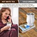 8oz Yerba Mate Cup, 304 Stainless Steel Double-Wall Mate Cup, Heat Insulation Yerba Mate Gourd, Tea Cup Set Includes Cleaning Brush & 2 Bombillas (Marble)