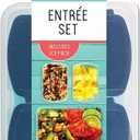 Fit & Fresh Blue Salad Container For Lunch, 4 Cup Adult Salad Lunch Box With Compartments & Ice Pack