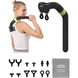 Dual Head Massage Gun Deep Tissue 3-in-1 Back Massager with Detachable Extension Handle for Hard-to-Reach Areas, Gym & Home Use for Men and Women,FSA-HSA Eligible