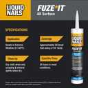 2 x Liquid Nails 56198673380 LN-2000 FuzeIt All Surface Construction Adhesive (9-Ounce) , Gray