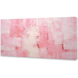 Abstract Canvas Wall Pink Pictures Painting Canvas Wall Artwork Framed for Bathroom Living Room Girls Bedroom Home Decor 20" x 40"