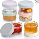 [6 Pack] Salad Dressing Container To Go, 2.7 oz Glass Small Condiment with Lids, Dipping Sauce Cups Set, Leakproof Reusable for Lunch Box Work Trip.