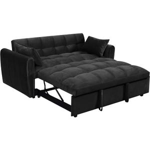 KEIKI 65" 3-in-1 Convertible Sofa Bed, Velvet Futon Couch for Small Spaces | Foldable 3-in-1 sofa, lounger & bed with adjustable backrest, velvet, pillows and 500 lb support for apartments & guest rooms (65"D x 39"W x 290"H