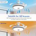 42'' Retractable Ceiling Fan with Lights, Smart Ceiling Fan Light with Bluetooth Speaker, App Control for Dimming & RGB Color Change Reversible Bedroom Living Room