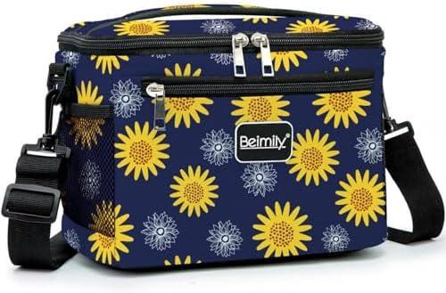 Generic BEIMILY Lunch Bag for Women/Men,Reusable Lunch Box Small Cooler Bag Soft Sided,Leakproof Cooler Bag for Office Work Picnic Beach with Adjustable Shoulder Strap (sunflower), 2311A