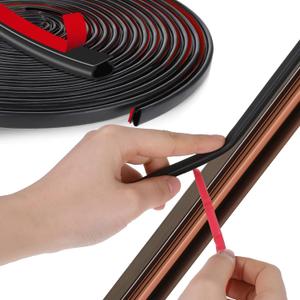 59 Feet D-Shape Weather Stripping Door Seal Strip, 3 Rolls Self Adhesive Door Weather Seal Strip TPE Weather stripping for Doors Frame, Windows