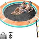 FBSPORT Inflatable Water Hammock Round Floating Ring, 10/8/6ft Inflatable Dock Floating Platform for Lake W/Cupholder, Sun Float Chill Raft Float Ring Tanning Pool Lounger Island Platform Pad