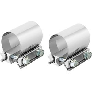 2.0 Inch 2" Butt Joint Exhaust Band Clamp Sleeve Stainless Steel 2pcs
