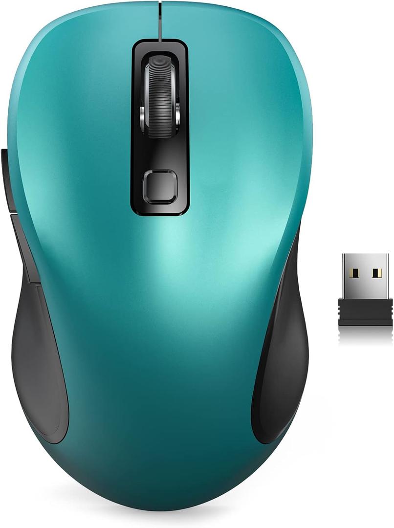 Trueque Wireless Mouse for Laptop, 2.4GHz Ergonomic Computer Mouse with Back & Forward Buttons, 3 Levels Tracking Speed, 6 Buttons, Optical USB Cordless Mice for Windows Chromebook MacBook PC (Teal)