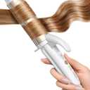 FURIDEN Lite DualVoltage Curling Iron: 110V240V 1 1/2 Inch Ceramic Wide Barrel 2in1 Curling Iron for Chin Length Hair Europe Travel for Soft Curls with Clamp, 1.5″ Barrel — Chin length, Soft Curls