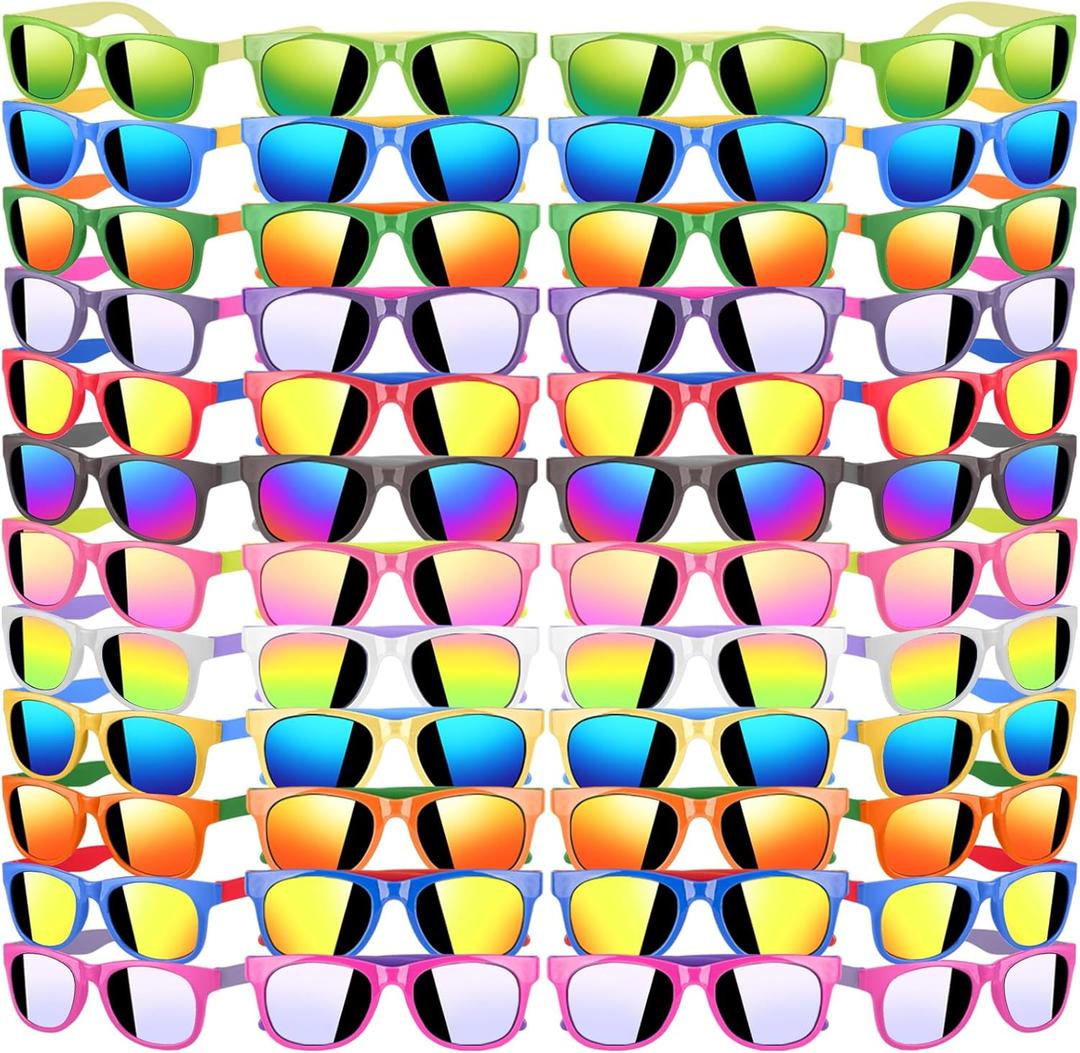 48 Pack Kids Sunglasses Bulk for Party Favors, 16 Colors Neon Sunglasses with UV400 Protection, Gift for Classroom, School Prizes Goodie Bags Stuffers, Kid Birthday, Beach, Summer Pool Party Supplies