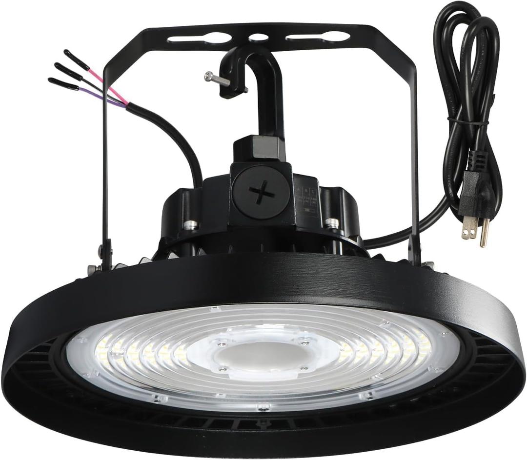 UFO LED Warehouse Light High Bay Dimmable 0-10V with US Plug 4Ft Cable, 200W (Eqv.1000W MH/HPS), 5000K, IP65 Commercial Area Lighting Fixture for Warehouse Workshop Garage Barn, UL Listed