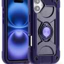 MARKILL Compatible with iPhone 16 Plus Case 6.7 Inch with 360 Degree Rotate Ring Stand, Military Grade Drop Protection Full Body Rugged Protective iPhone 16 Plus Case Kids (Deep Purple)