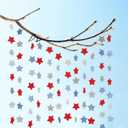 2 x 6 Pack Patriotic Star Streamers Garland Red White Blue Bunting Banner Paper Hanging Decorations for 4th of July American Independence Day Labor Day Holiday Memorial Day Party Supplies (50 Feet)