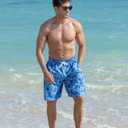 UNICOMIDEA Men Swim Trunks with Compression Liner 9 Inch Long Board Shorts (Blue, XXXL)