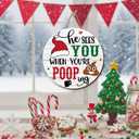 Funny Christmas Door Sign Prank Xmas Front Wooden Wreath Hanging Winter Seasonal Holiday Decor Merry Christmas Decorations for Home Party