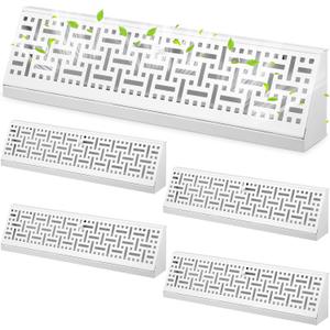 Landhoow 4 Pcs 18 Inch Baseboard Register Vent Covers, White Heavy Duty Steel Air Diffuser with Adjustable Lever for Floor/Wall Duct Openings - Easy Install HVAC Supply Diffuser