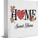 HTBIG Wooden Box Sign Home Sweet Home Farmhouse Homes Decorations Sign Desk Decor for House Bedroom Living Room Kitchen Tabletop Shelf Table, House Warming Gifts 5 x 5 Inches