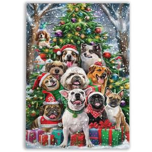 1000 Pieces Jigsaw Puzzle 29.519.7 inch - Dogs Christmas Party, Colorful Design, Parent-Child Home Leisure Game