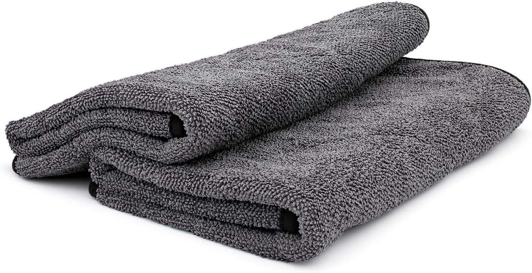 The Rag Company - Double Twistress (2-Pack) Professional Korean 70/30 Blend, Twist Loop Microfiber Drying Towels Car Detailing, Lint-Free, Streak-Free, Multipurpose Use, 850gsm, 20in x 24in, Grey