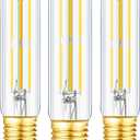 Leools T10 Led Bulb, Dimmable Led Tubular Bulbs 6W,Equivalent 60Watt,Daylight 4000K, 600LM, Clear Glass,E26 Base Vintage LED Edison Bulbs, for Cabinet Display Cabinet etc,3 Pack.