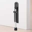 HOMOTEK Kickdown Door Stopper Heavy-Duty Adjustable Spring Loaded Telescopic Foot-Operated Door Holder with Easy Step-On/Off Release Kick Down Stop Wall Protector, 1 Pack, Black